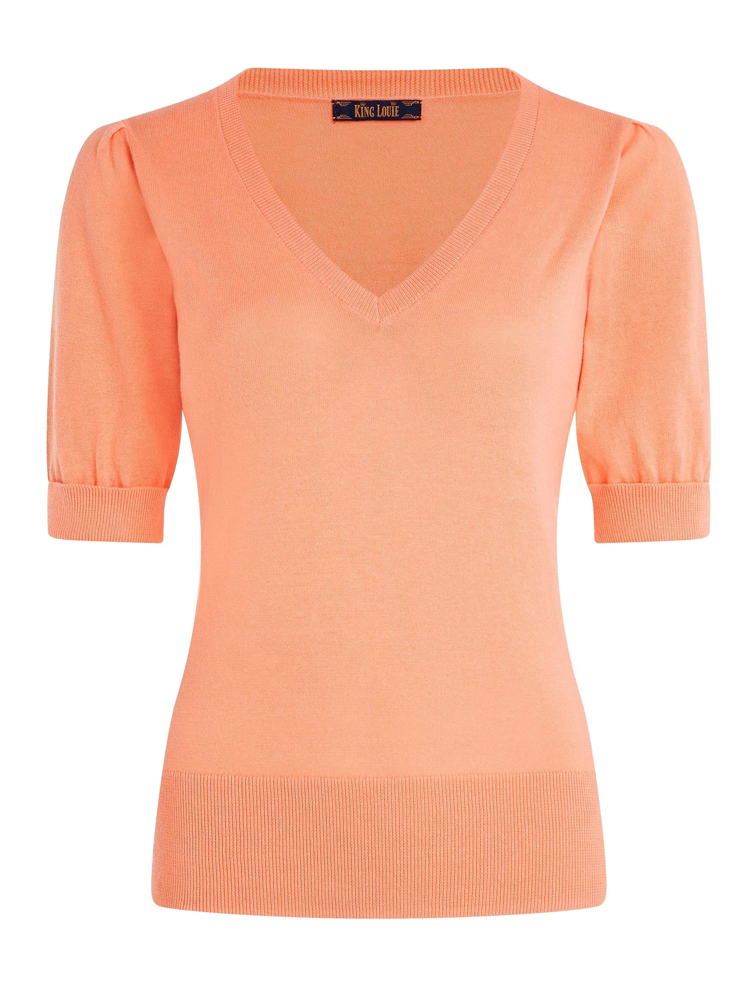King_Louie_AGNES_V_PUFF_Vintage_Ballonrmel_Retro_STRICKSHIRT_Oberteil_Coral_Orange-6