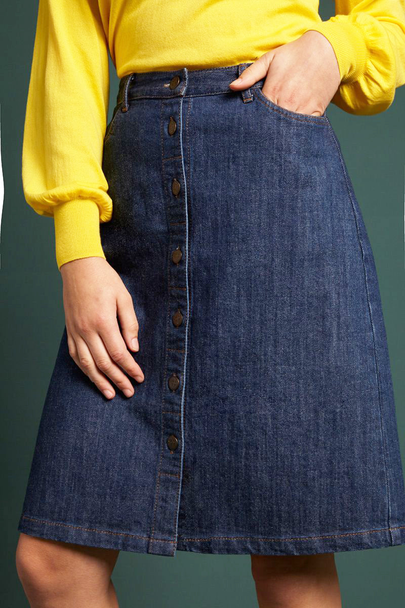 King_Louie_ANGIE_Vintage_DENIM_High_Waist_Buttoned_Swallow_JEANS_ROCK_Skirt-3