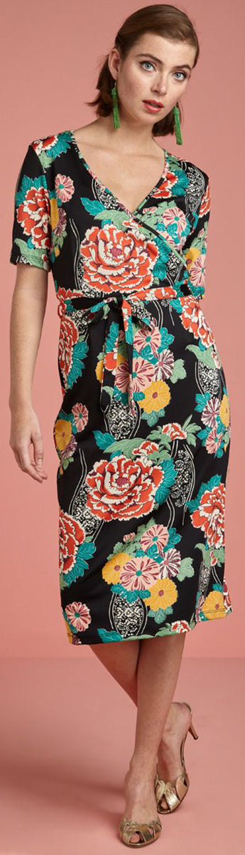 King_Louie_ANJA_Mai_Tai_Vintage_BLUMEN_Floral_V-NECK_Pencil_Dress_KLEID-1aqPQfGheoxr8F