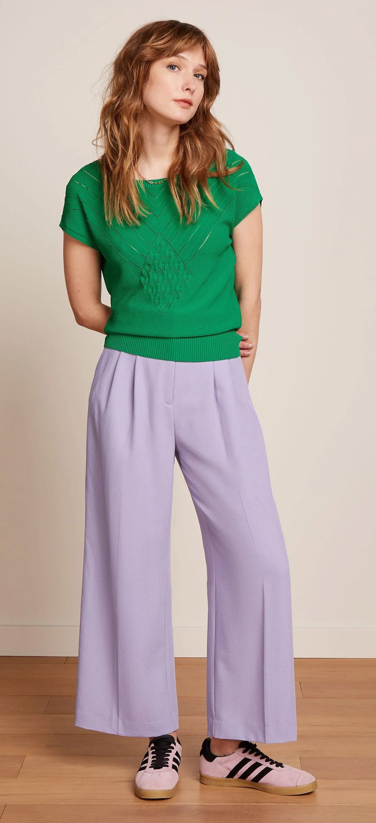 King_Louie_ANN_COSTA_Vintage_Lochmuster_Feinstrick_Kurzarm_SHIRT_Oberteil_Top_-_Ultra_Green-2