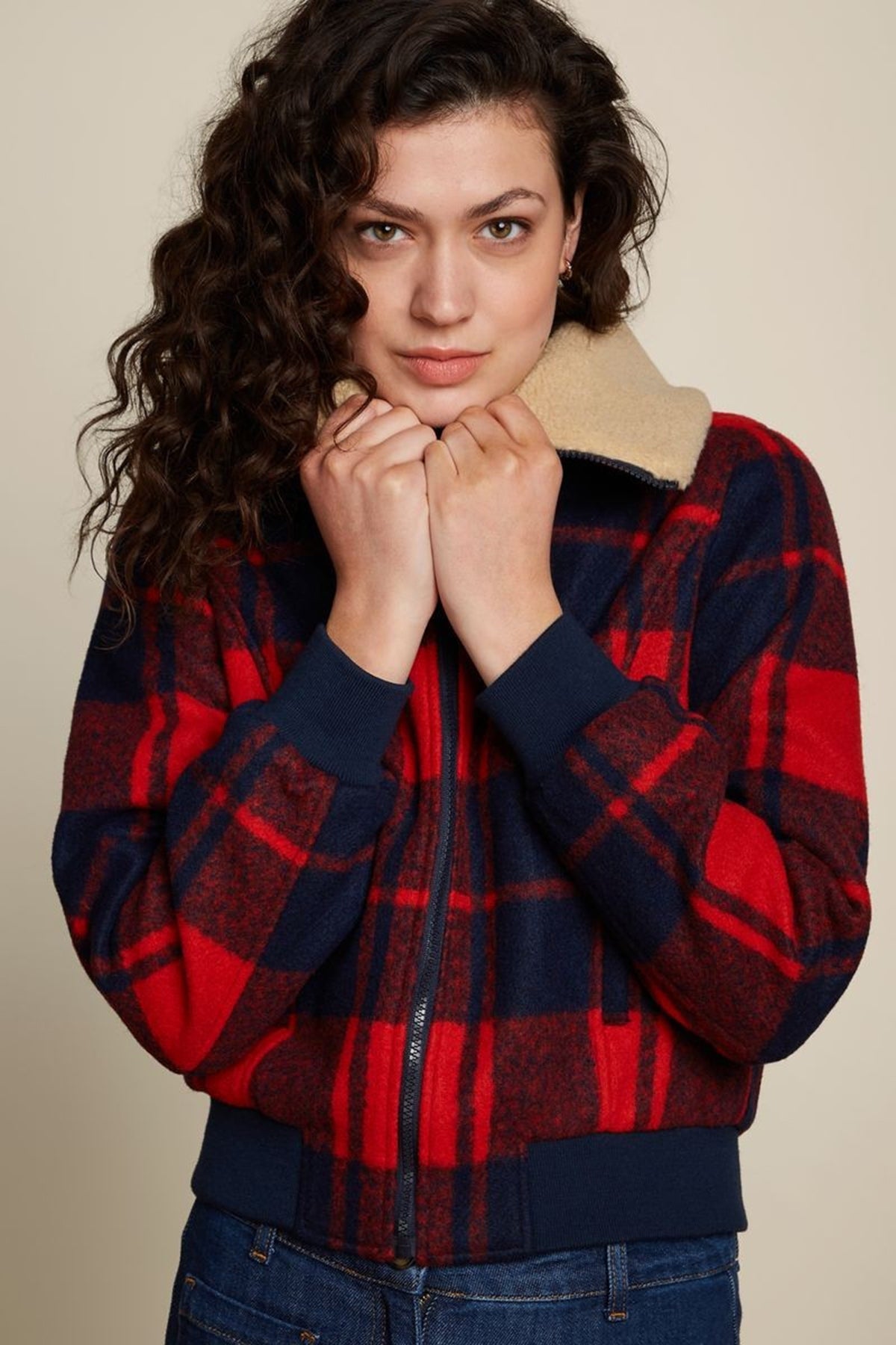 King_Louie_ARIZONA_RIVERA_Vintage_TARTAN_Check_KRAGEN_Teddy-Kragenl_Coat_JACKET_Jacke_killer_kirsche_1