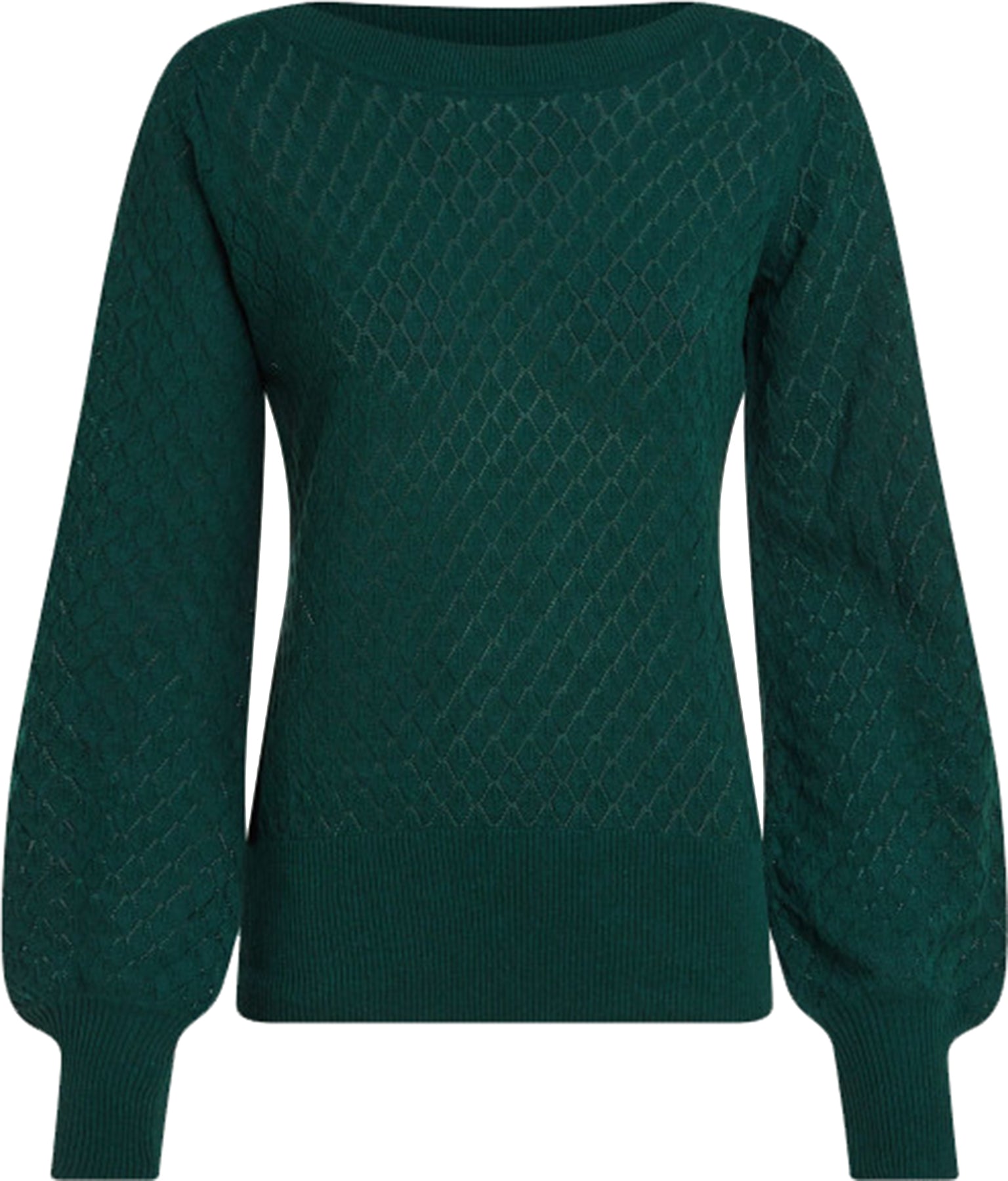 King_Louie_AUDREY_LOOP_AJOUR_Lochmuster_Ballonaermel_PULLOVER_Jumper_-_Tannengruen_Killer_Kirsche-1