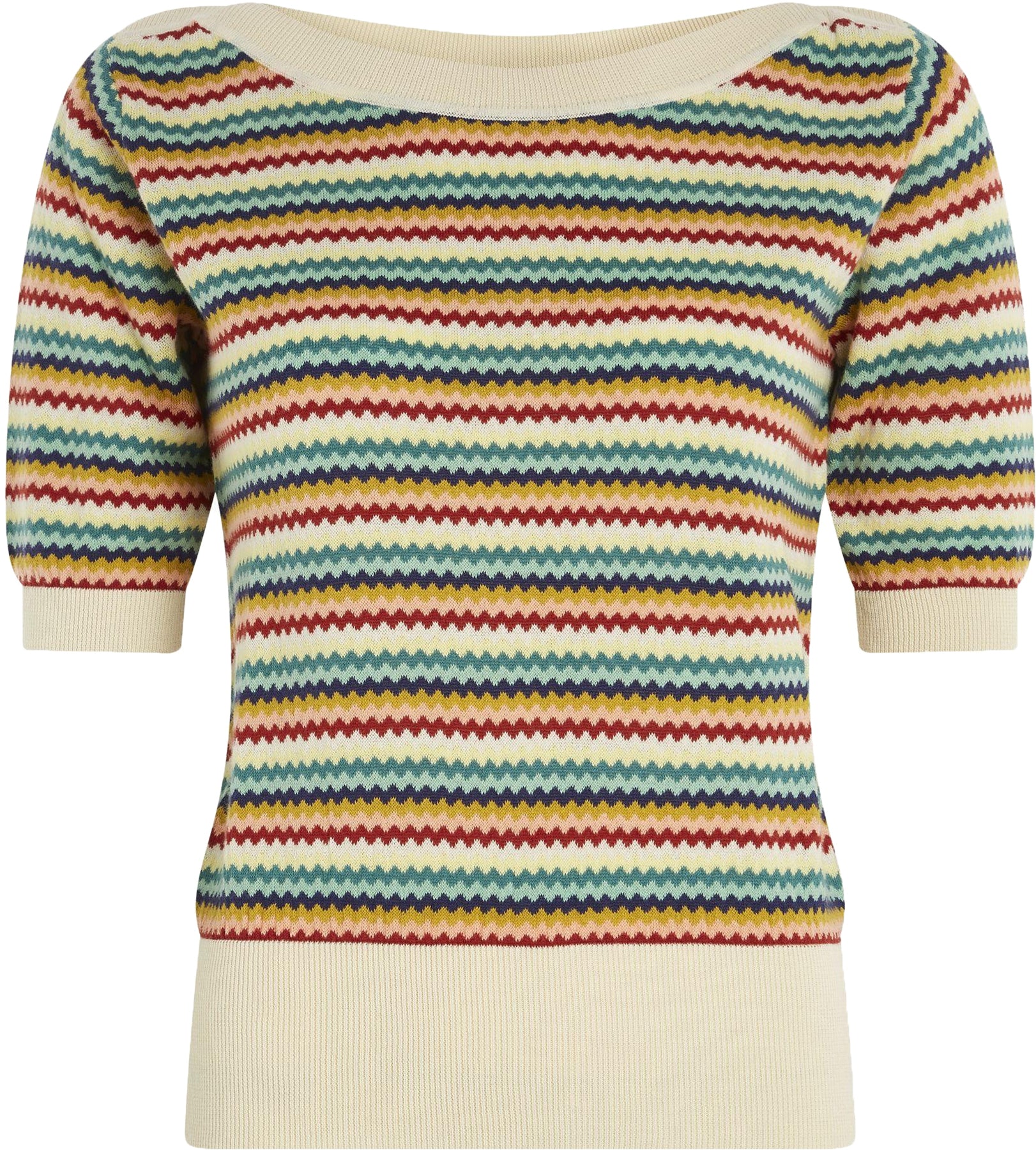 King_Louie_AUDREY_ROMERO60s_Zickzack_U-BOOT_Halbarm_FEINSTRICK_Shirt_Oberteil_Killer_Kirsche-1