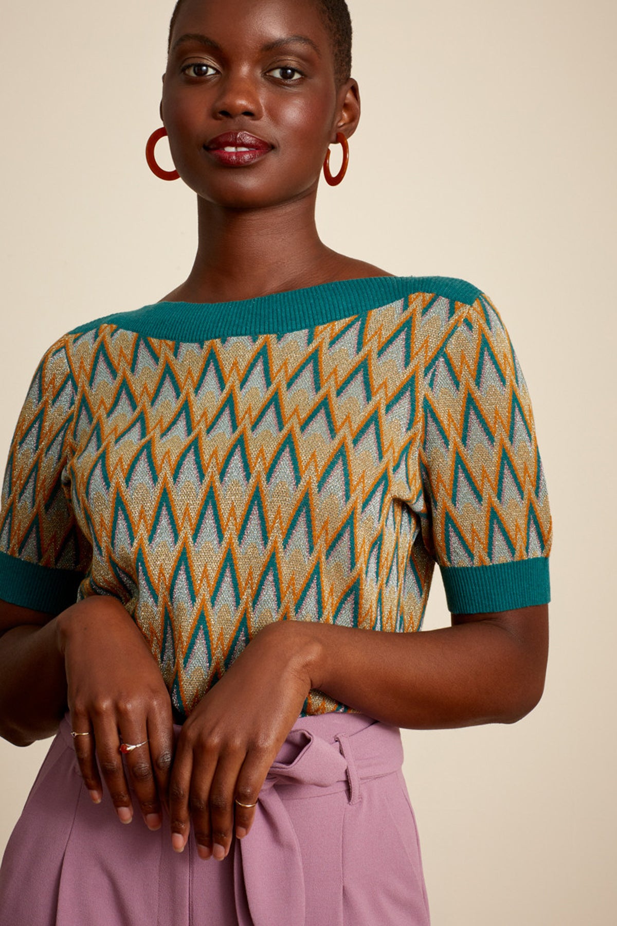 King_Louie_AUDREY_Rider_Vintage_Muster_Kurzarm_STRICK_SHIRT_Oberteil_killer_kirsche_2