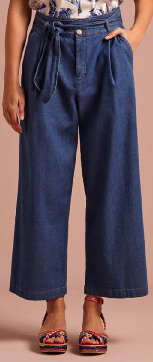 King_Louie_AVAH_Vintage_CHAMBRAY_High_Waist_CULOTTE_Wide_Leg_PANTS_Hose-2
