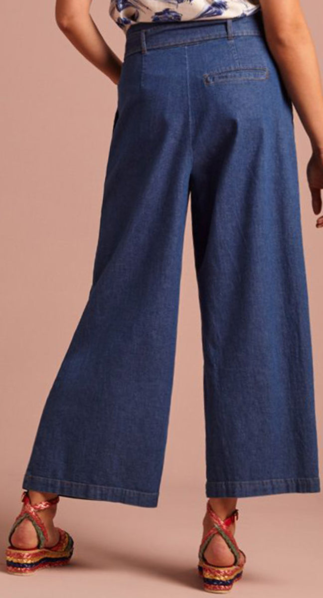 King_Louie_AVAH_Vintage_CHAMBRAY_High_Waist_CULOTTE_Wide_Leg_PANTS_Hose-3