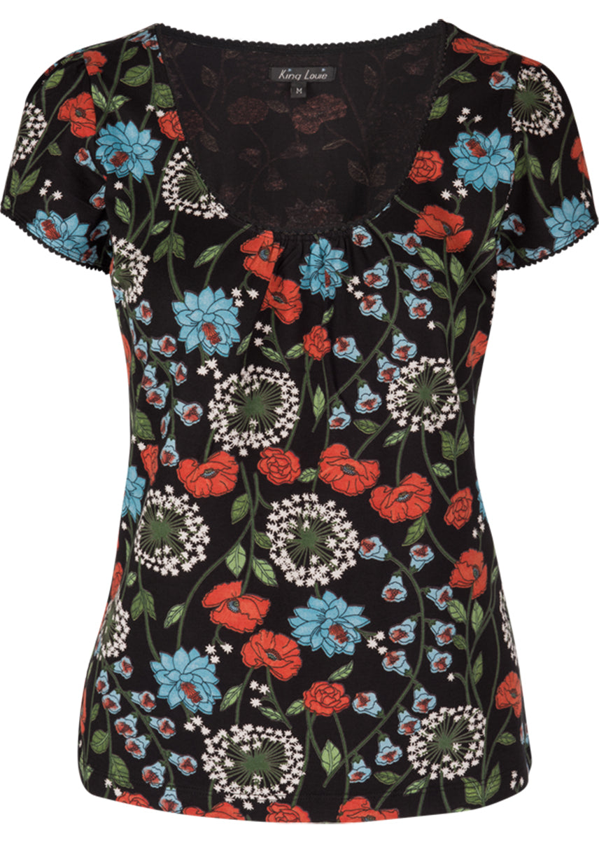 King_Louie_BALLET_Vintage_DANDELION_Blumen_Florales_Kurzarm_SHIRT_Oberteil-15bf28574e9049