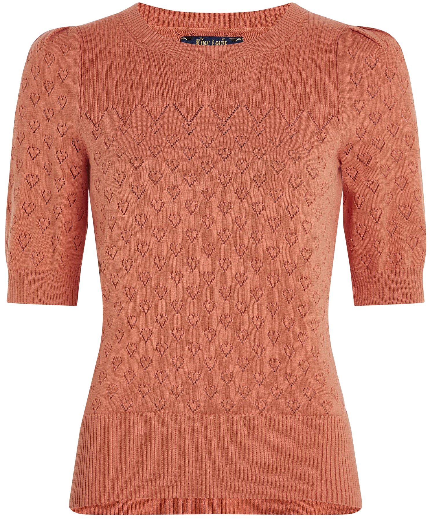 King_Louie_BELLA_AJOUR_HEARTE_Vintage_Lochmuster_Kurzarm_STRICK_SHIRT_Oberteil_-_Langoustino_Orange_killer_kirsche_0