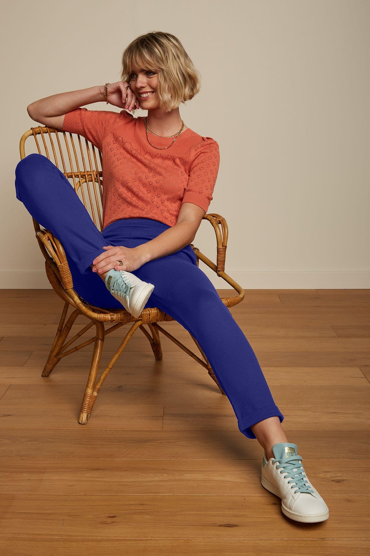 King_Louie_BELLA_AJOUR_HEARTE_Vintage_Lochmuster_Kurzarm_STRICK_SHIRT_Oberteil_-_Langoustino_Orange_killer_kirsche_2