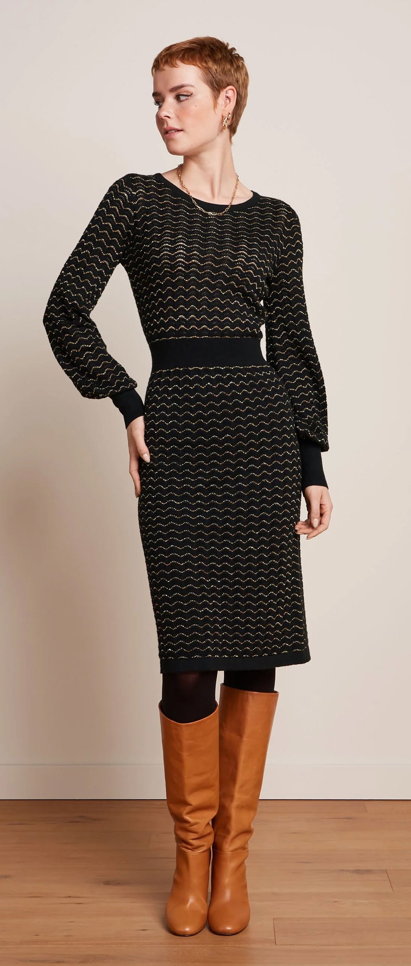 King_Louie_BELL_PACIFIC_Vintage_Glitzer_Langarm_PENCIL_DRESS_Strickkleid_-_Schwarz-1