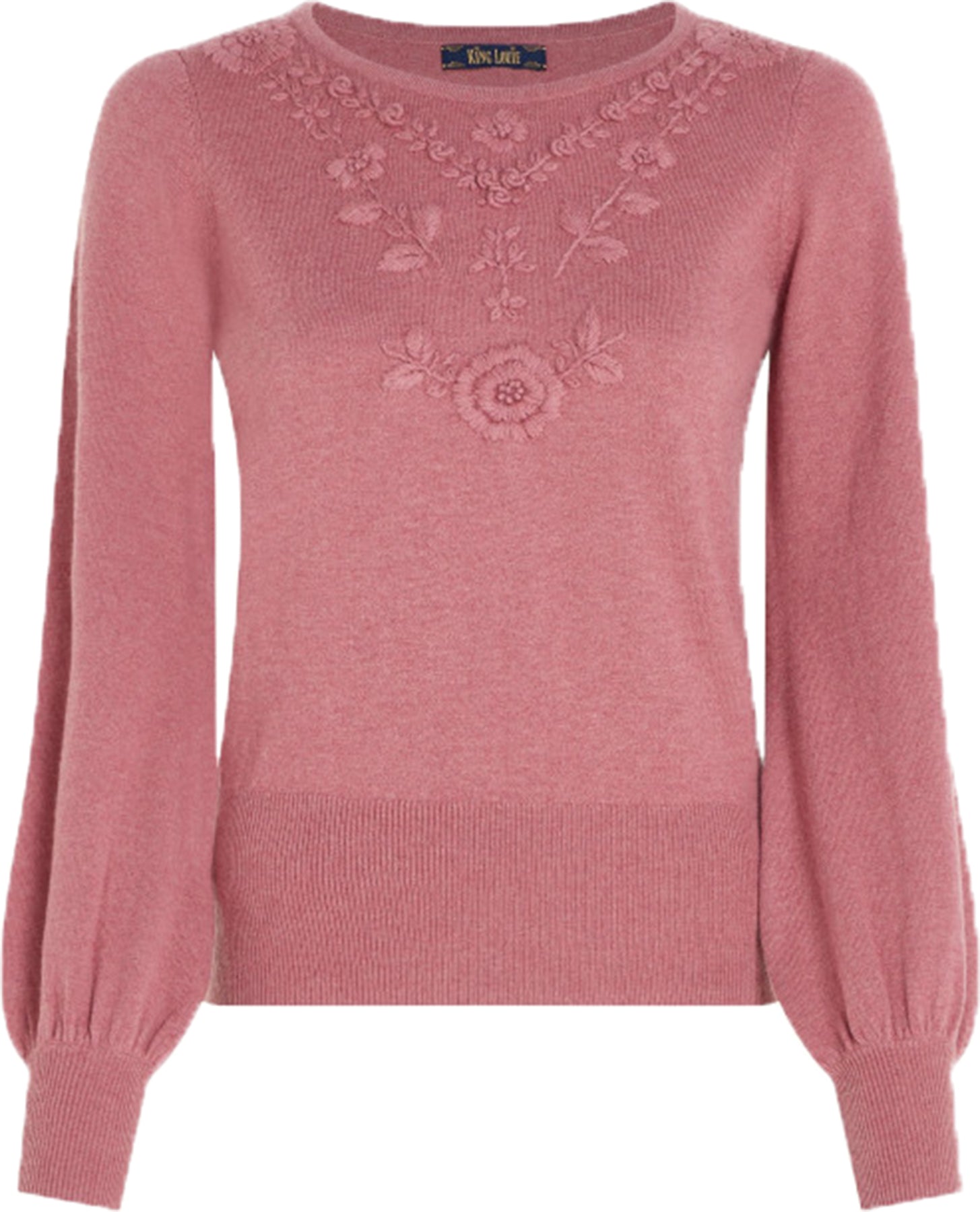 King_Louie_BELL_TOP_SIMEON_Embroidery_BLUMEN_Ballonaermel_PULLOVER_-_Mesa_Pink_Killer_Kirsche-1
