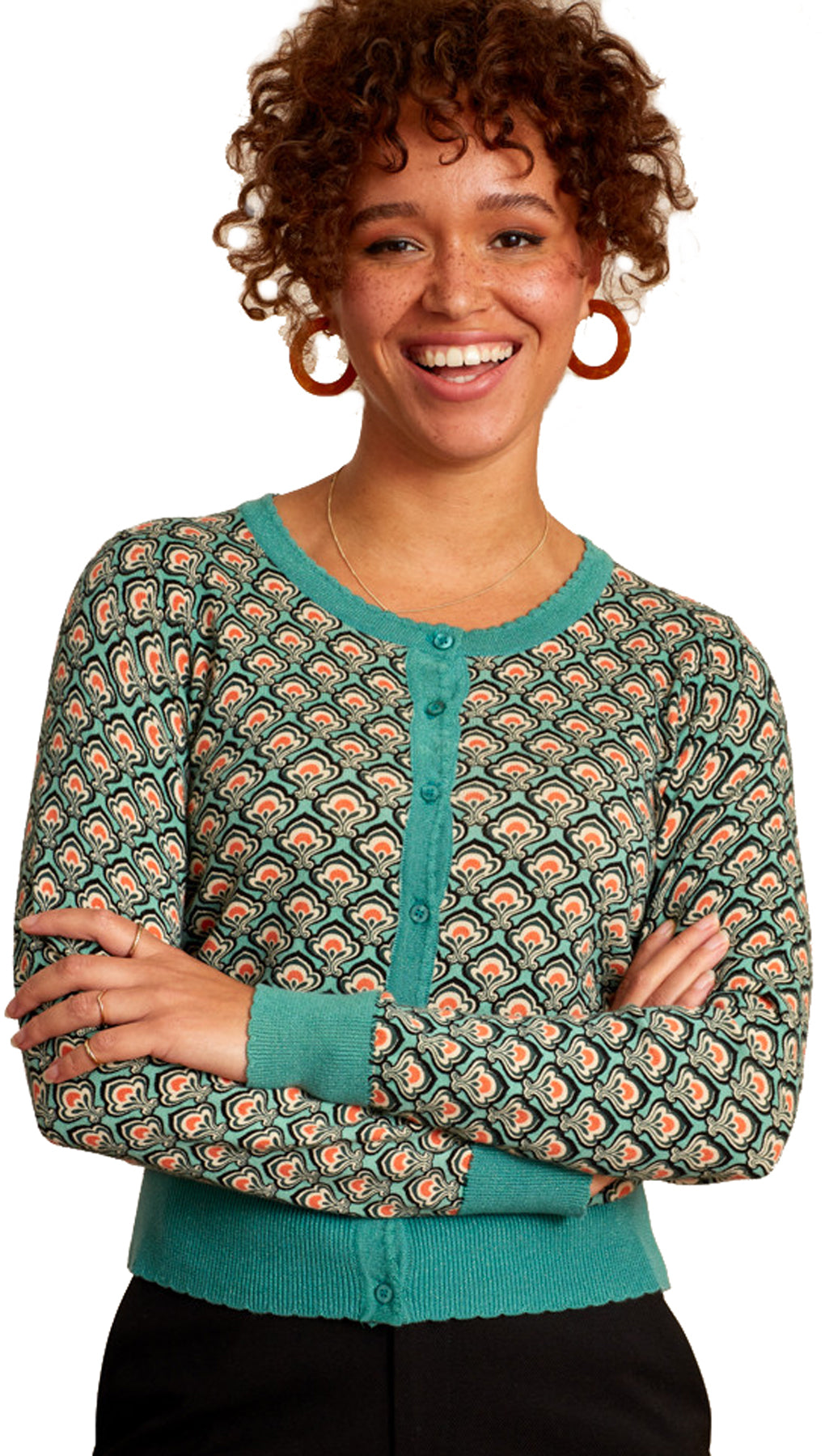 King_Louie_Bohemia_Retro_JACQUARD_Rundhals_Langarm_CARDIGAN_Strickjacke_killer_kirsche_1d461HXL5NLA02