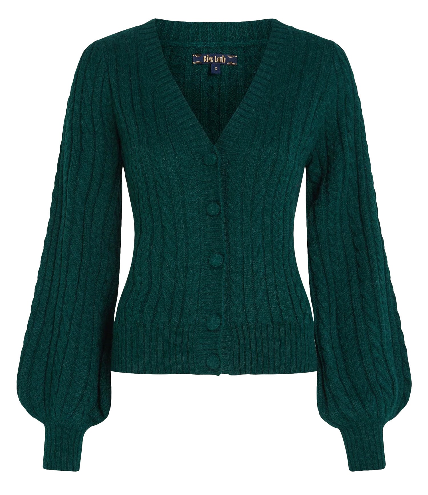 King_Louie_CARDI_V_FARFALLE_Zopfmuster_Vintage_V-Neck_CARDIGAN_Strickjacke_-_Dunkelgruen-4Gh2wfv1In2QsT