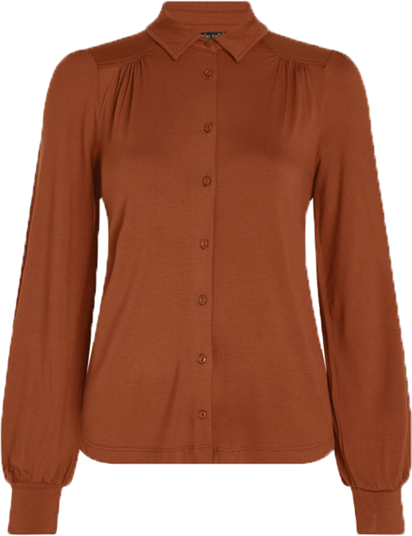 King_Louie_CARINA_BASIC_Retro_PLAIN_Langarm_BLUSE_Oberteil_Blouse_-_Cognac_Orange_Killer_Kirsche-1