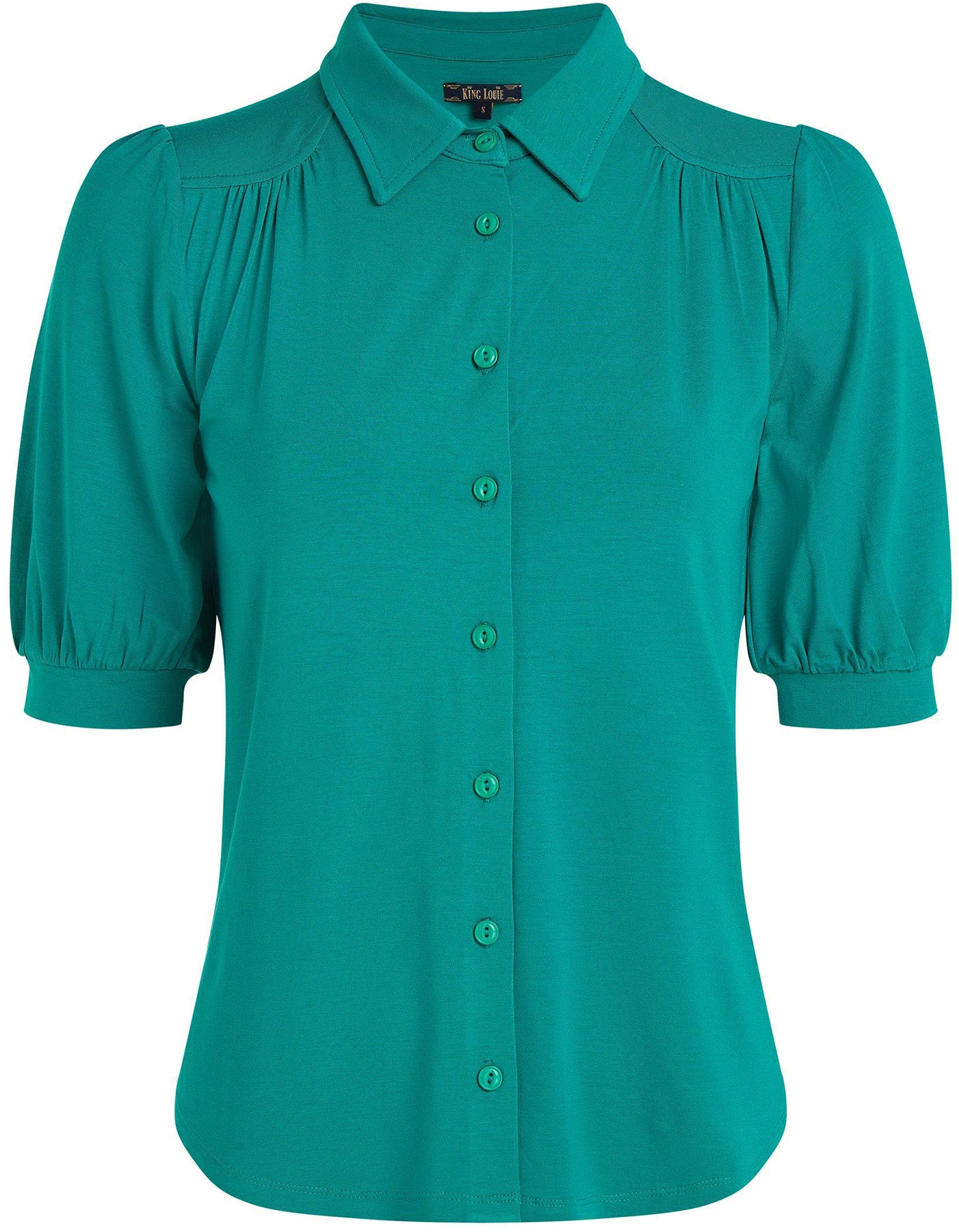King_Louie_CARINA_Vintage_Uni_Halbarm_BLUSE_Oberteil_Blouse_-_Aqua_Green_killer_kirsche_0