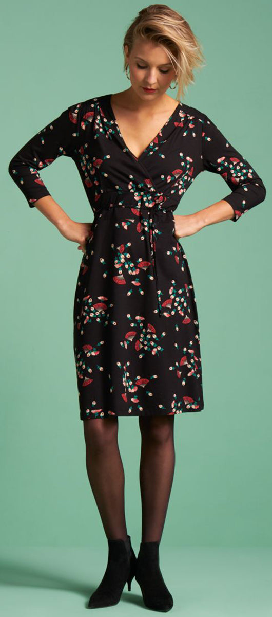 King_Louie_CECIL_MATCHA_Vintage_Floral_Faecher_V-NECK_A-Linie_Dress_KLEID-2