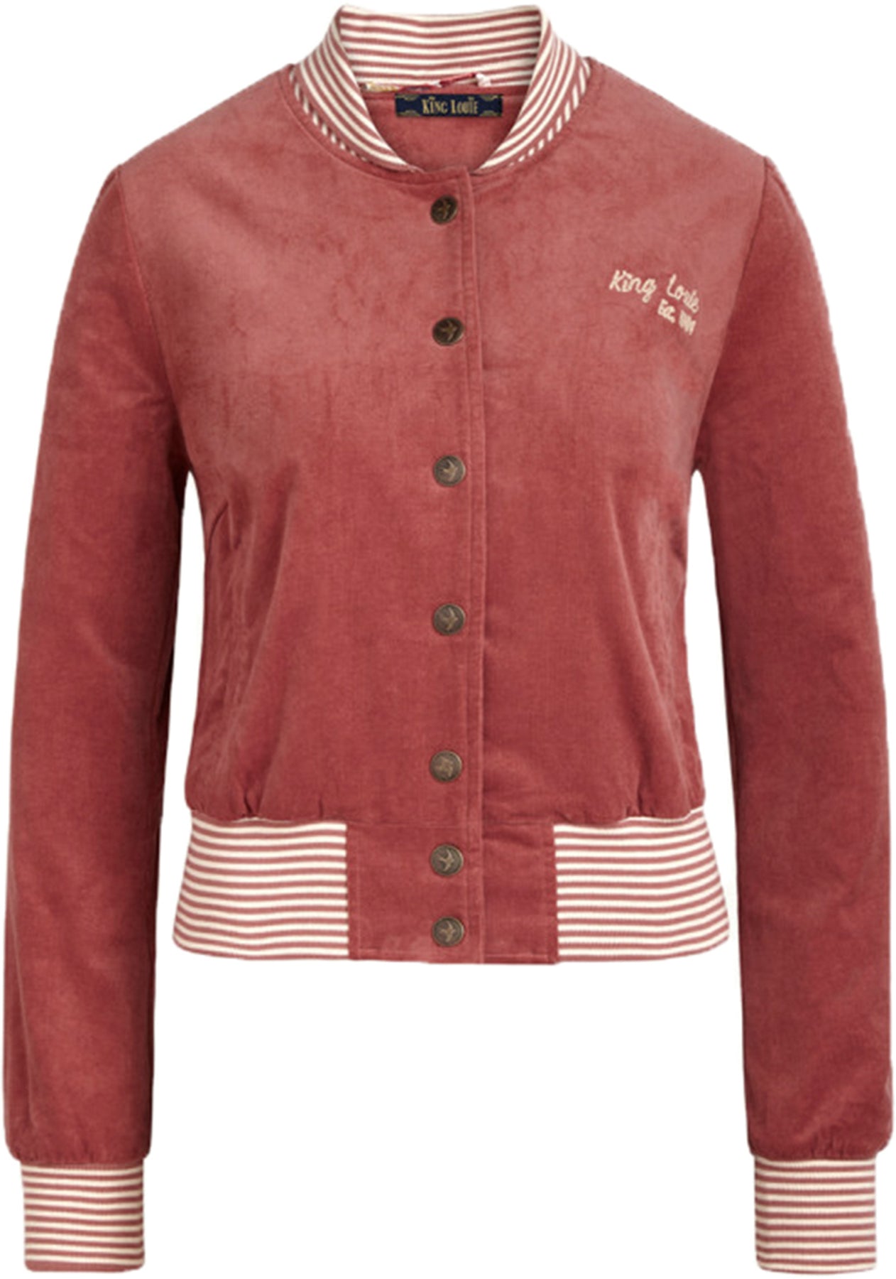 King_Louie_CLEO_BABYRIB_Vintage_Cord_STRIPED_Langarm_BASEBALL_JACKET_Jacke_killer_kirsche