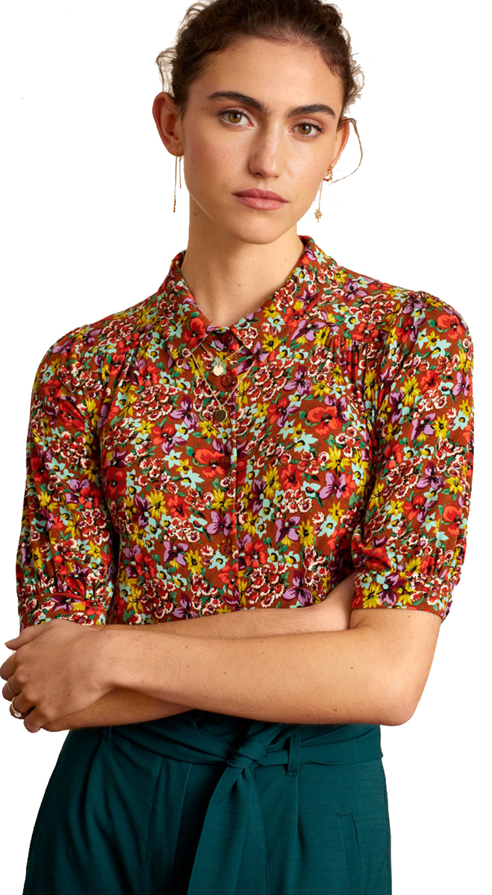 King_Louie_Carina_La_Concha_Vintage_FLORAL_Rosen_Kurzarm_OBERTEIL_Retro_BLUSE_killer_kirsche_1