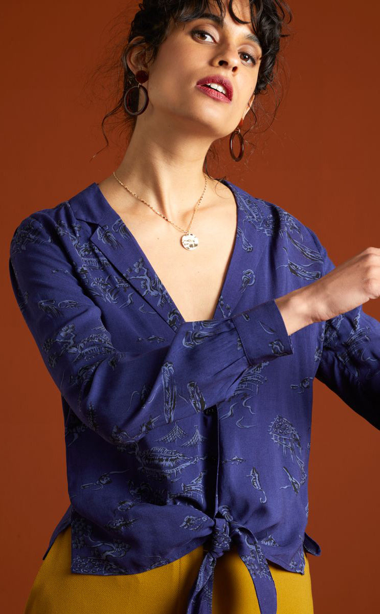 King_Louie_DAISY_MEDUSE_V-Neck_Langarm_KNOT_Tie_Up_Blouse_BLUSE_Oberteil-25y29OedwljUUS