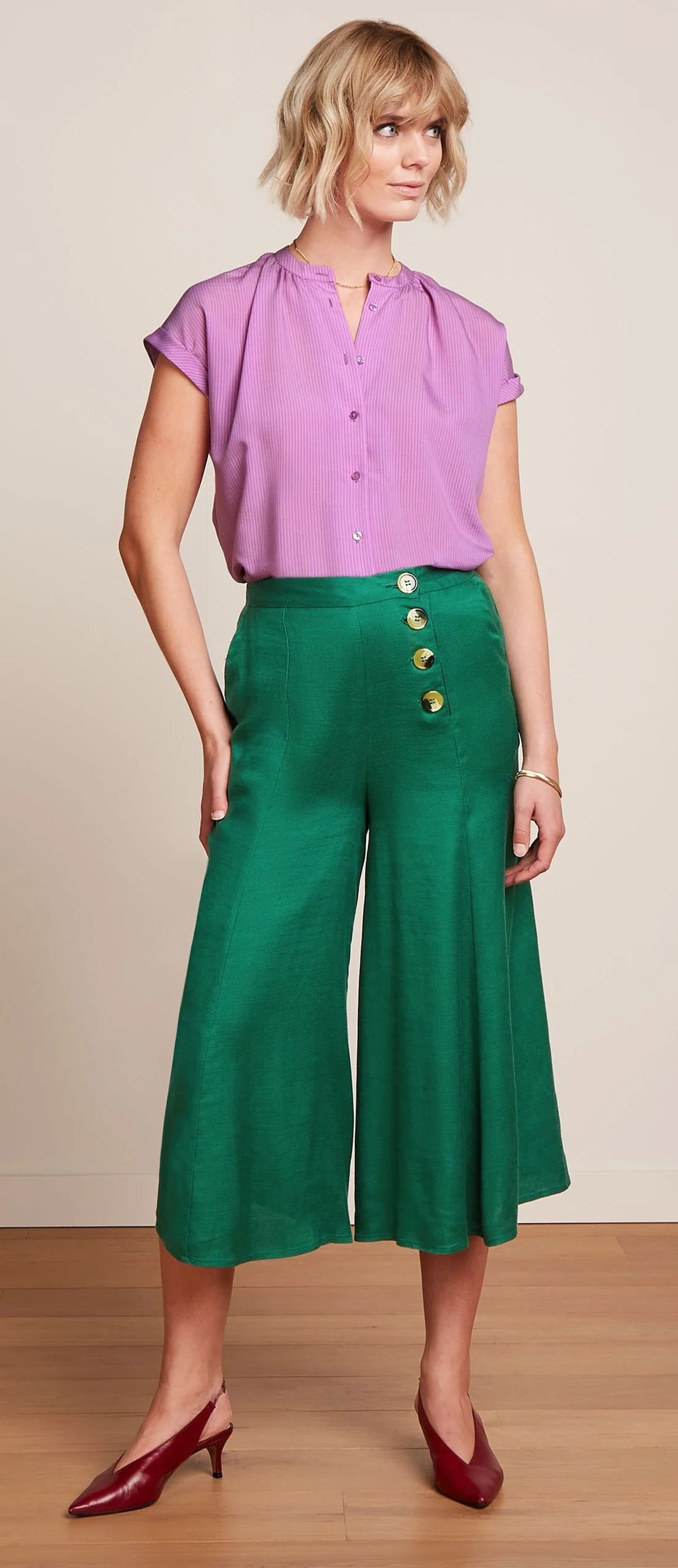 King_Louie_DALLAS_CAMERON_Vintage_HIGH_WAIST_Trousers_Sailor_CULOTTE_PANTS_Hose_-_Nilgruen-1