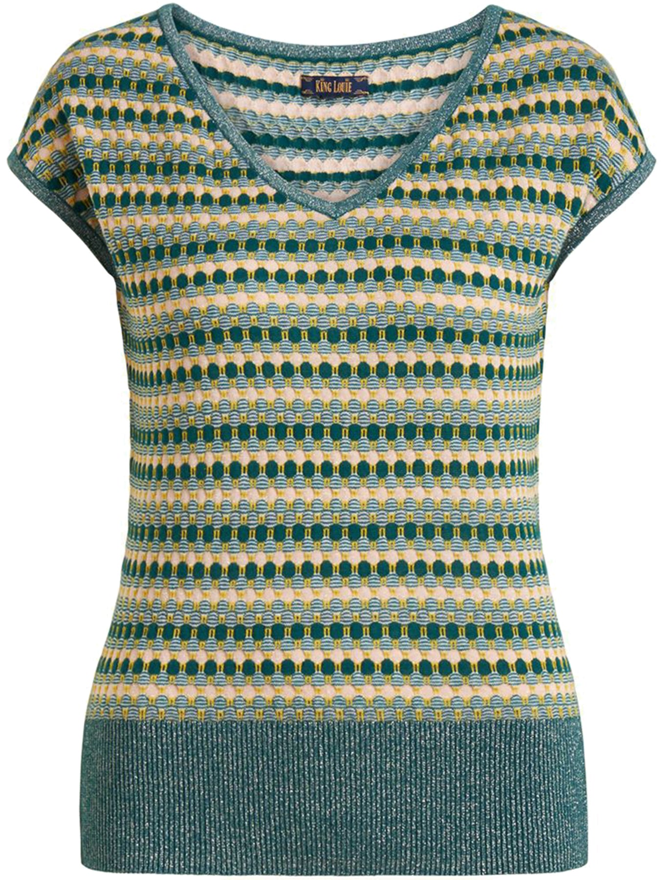 King_Louie_DEEP_V_LAGO_Vintage_JACQUARD_Glitter_V-Neck_SHIRT_Oberteil_killer_kirscheLoZTJ8KdxxPO7