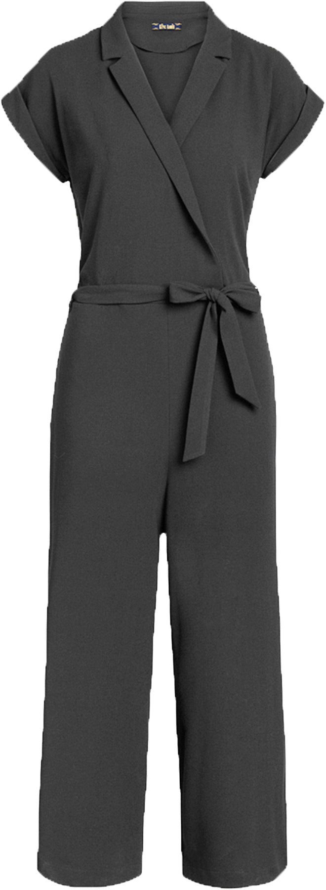 King_Louie_DORIS_Vintage_V-NECK_Kurzarm_siebenachtel_JUMPSUIT_Overall_Schwarz_killer_kirsche