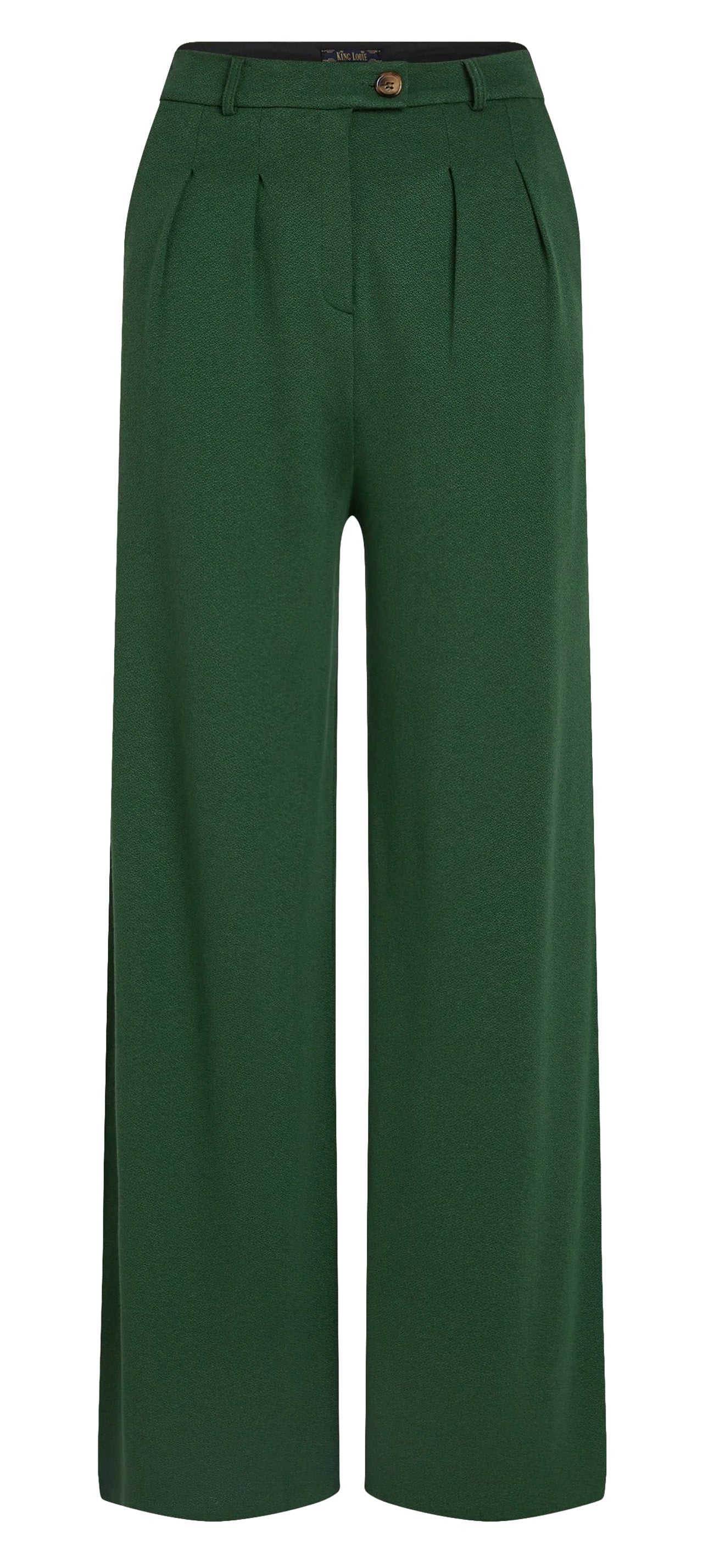 King_Louie_FINTAN_MILANO_Retro_CREPE_High_Waist_MARLENE_PANTS_Hose_-_Forest_Green-4