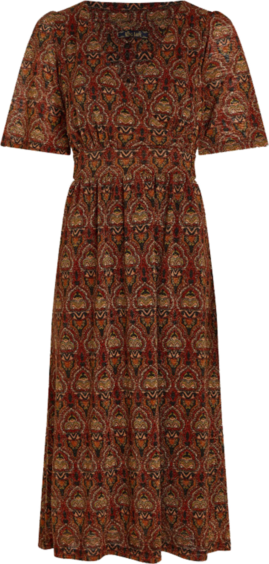King_Louie_GIORGIA_MYSTIC_Retro_GLITZER_Kurzarm_V-Neck_A-LINIE_KLEID_Midi_Dress_Killer_Kirsche-1