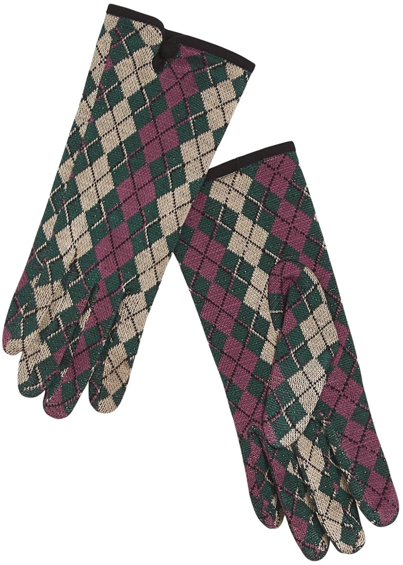 King_Louie_GLOVE_BRIOLETTE_JACQUARD_Muster_ARGYL_Feinstrick_Fingerhandschuh_-_Gruen_killer_kirsche_1