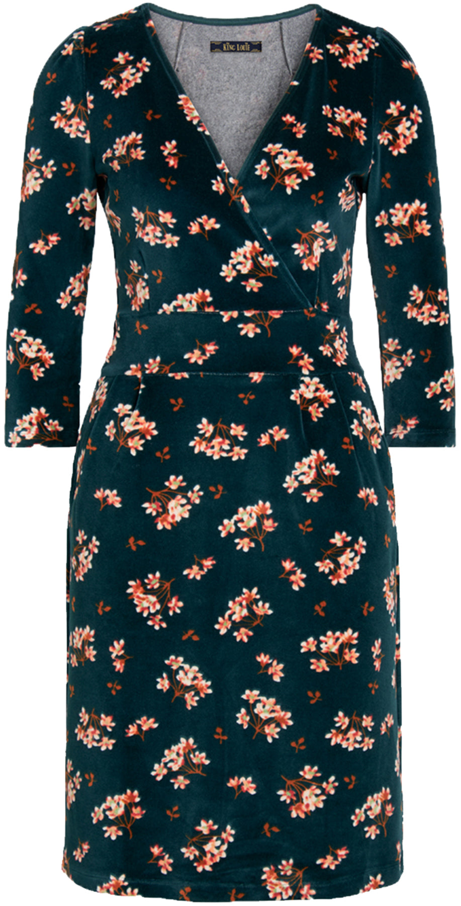 King_Louie_HUCKLEBERRY_Vintage_BLUMEN_Floral_V-NECK_Pencil_Dress_KLEID_killer_kirscheZ584VjpYjC0Xr