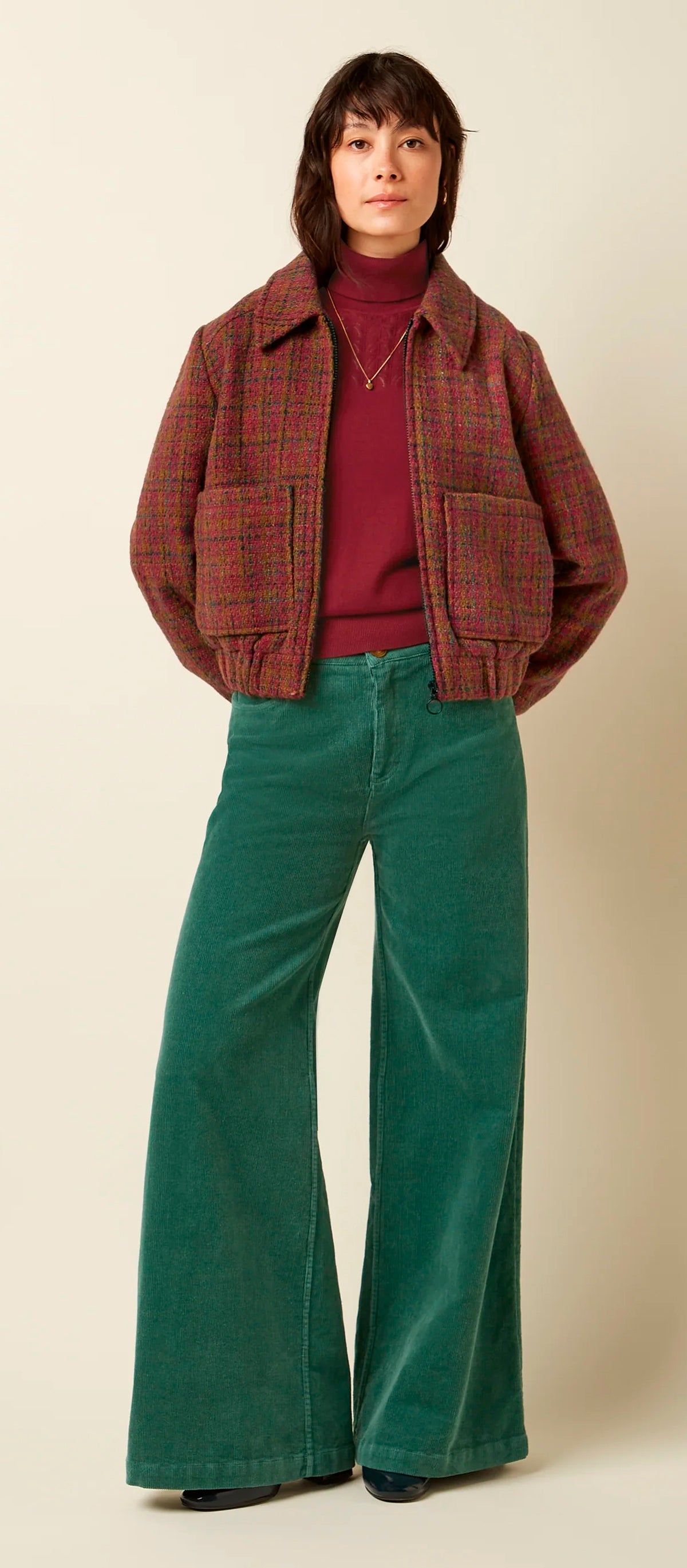 King_Louie_ISLA_PISARO_Retro_Karo_Check_Vintage_ZIPPER_JACKET__Jacke_Wild_Fuchsia-2