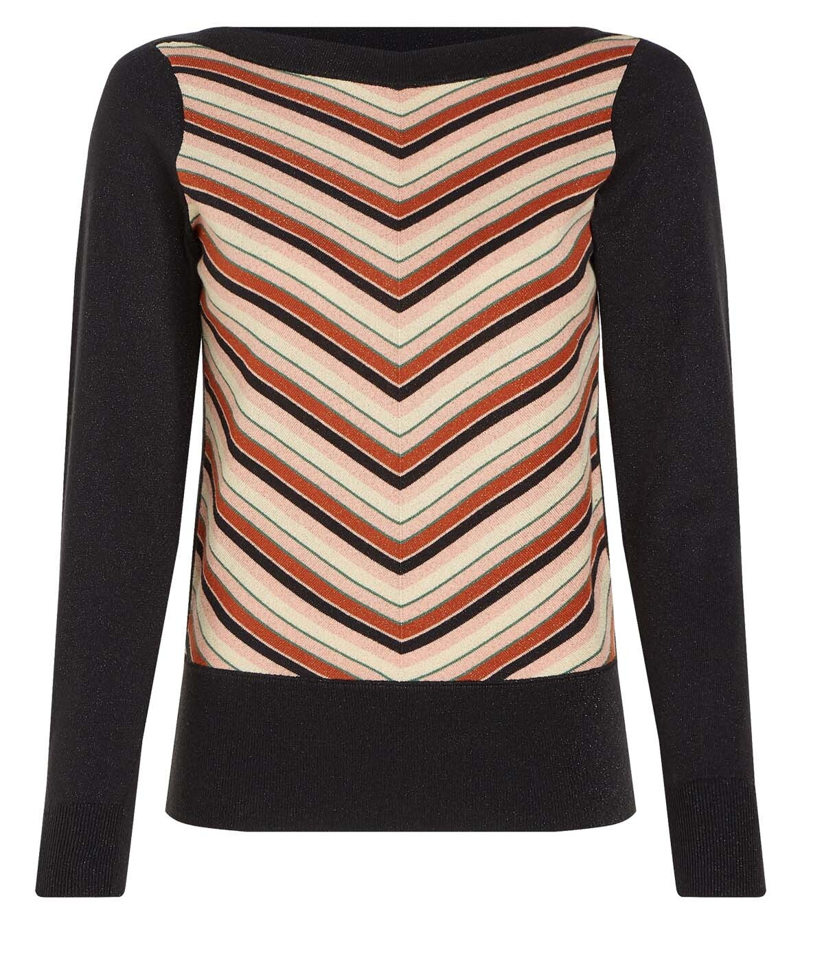 King_Louie_IVYY_LAPIS_Retro_Streifen_Glitzer_Langarm_Vintage_UBoot_STRICKSHIRT_Pullover_Schwarz-3dszBXtiATJxoh