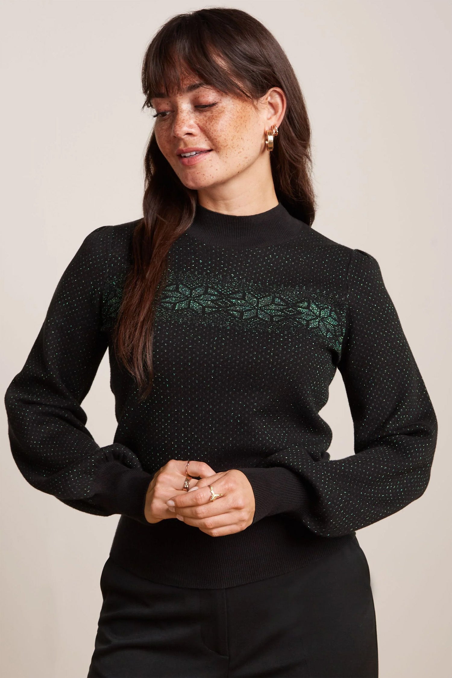 King_Louie_JADA_COLBY_Vintage_Glitzer_FAIR_ISLE_Sweater_PULLOVER_Oberteil_-_Schwarz-1