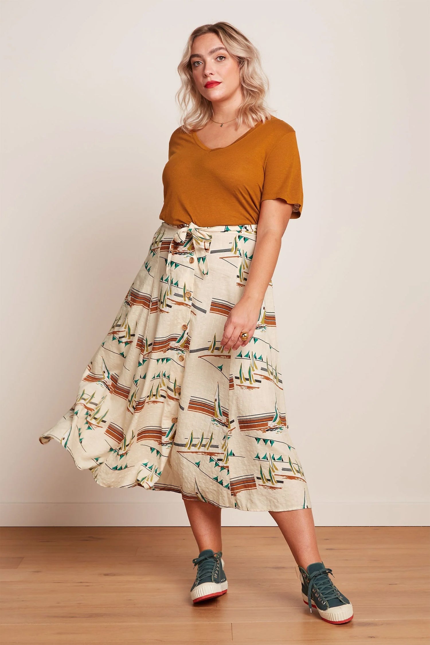 King_Louie_JUDY_ANTIBES_Vintage_Tie_Nautical_Sailor_Ship_Midi_Sailor_A-Linie_SKIRT_Rock-2