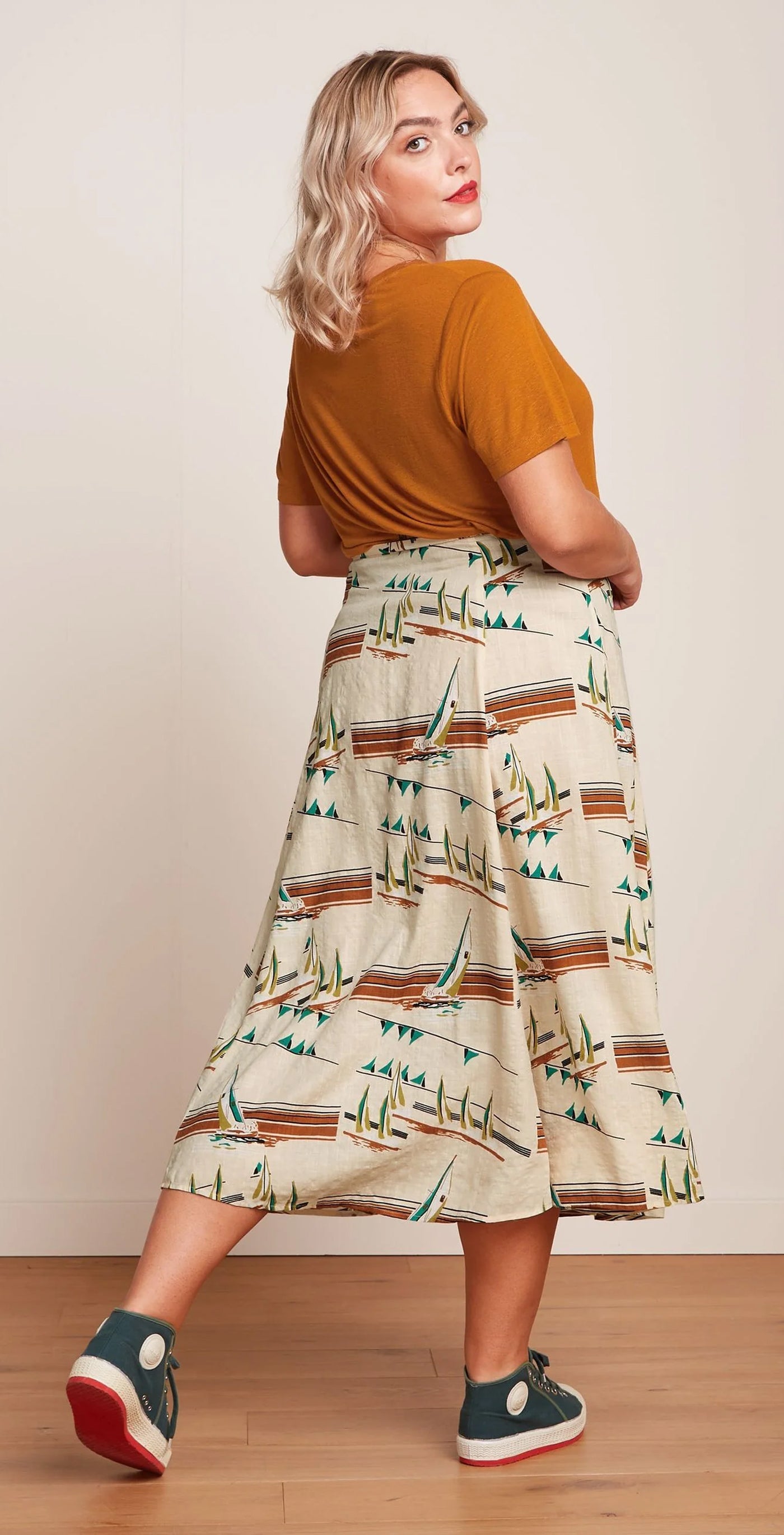 King_Louie_JUDY_ANTIBES_Vintage_Tie_Nautical_Sailor_Ship_Midi_Sailor_A-Linie_SKIRT_Rock-3