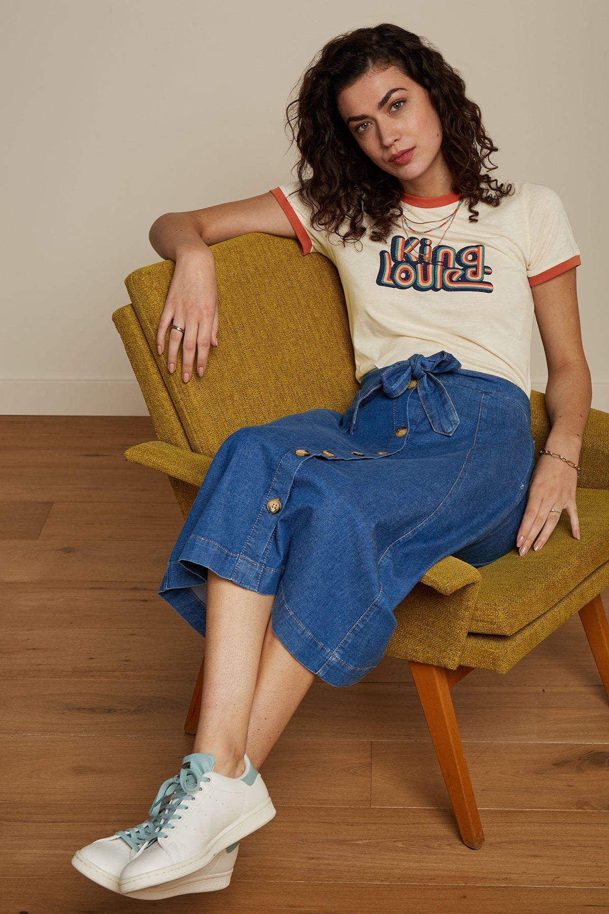 King_Louie_JUDY_CHAMBRAY_Retro_JEANS_Buttoned_50s_High_Waist_A-LINIE_ROCK_Skirt_Killer_Kirsche-2