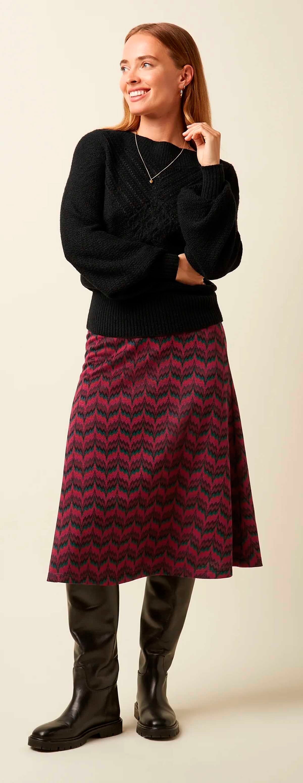 King_Louie_JUNO_ESTELLE_Zigzag_Vintage_Zick_Zack_Muster_A-Linie_SKIRT_Strick_Rock_-_Mehrfarbig-2