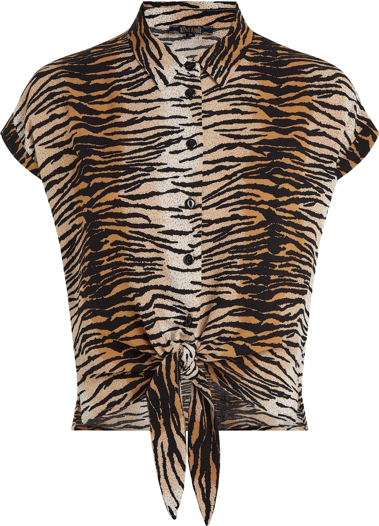 King_Louie_KNOT_BLOUSE_KALLINA_Retro_TIGER_PRINT_Kurzarm_Knotenbluse_Oberteil_Killer_Kirsche-1