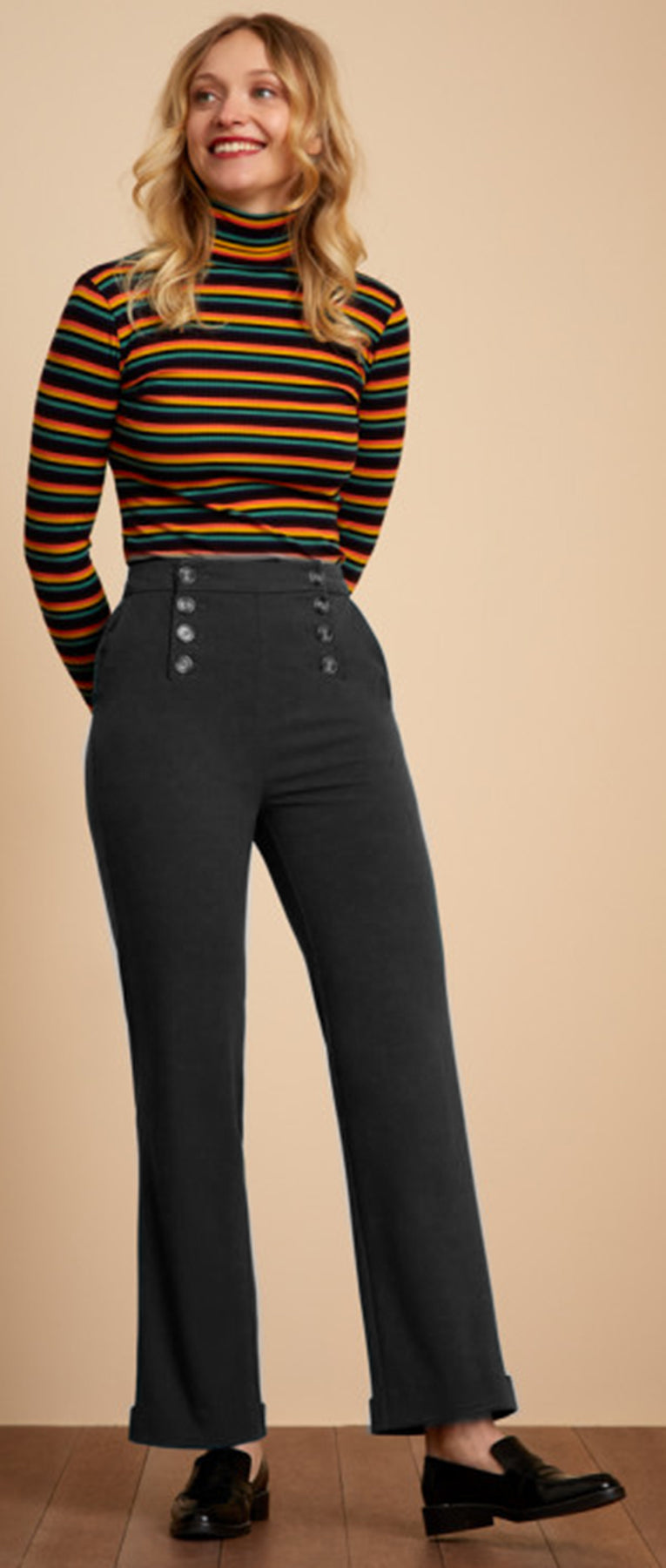 King_Louie_LARA_Vintage_HIGH_WAIST_Trousers_Knoepfe_SAILOR_PANTS_Hose_Schwarz_killer_kirsche_2