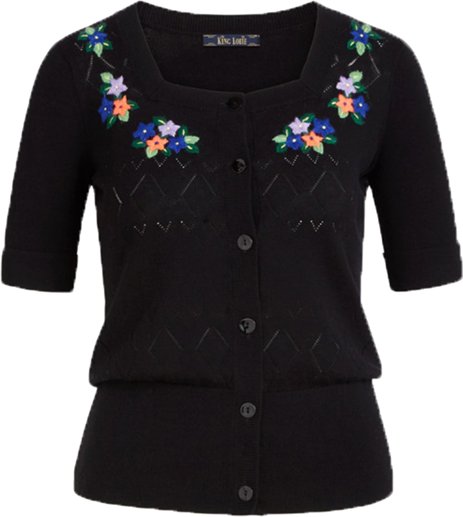 King_Louie_LEXI_BAJA_Retro_EMBROIDERED_Blumen_Kurzarm_CARDIGAN_Strickjacke_killer_kirschew4D60yUdoacEx