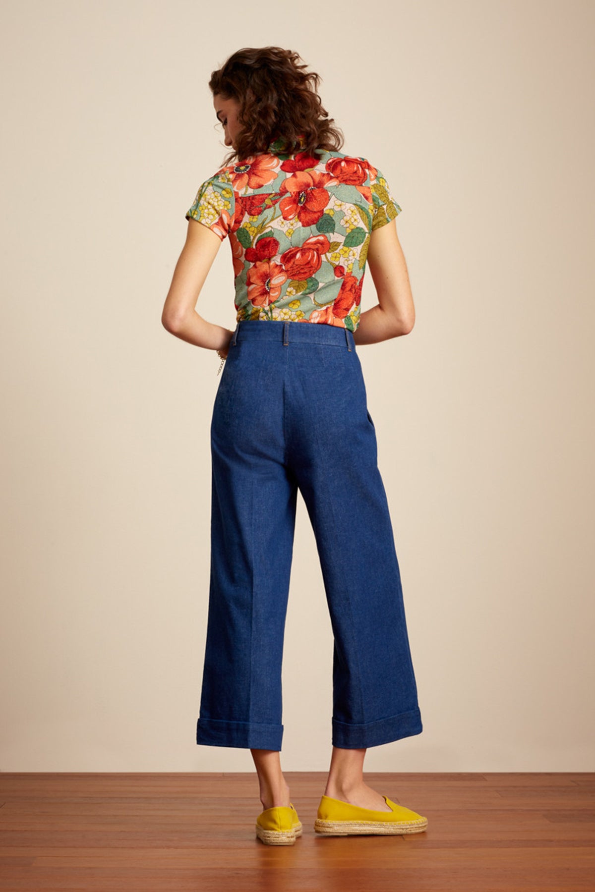 King_Louie_LISA_CHAMBRAY_Vintage_HIGH_WAIST_Trousers_Denim_CULOTTE_PANTS_Hose_Killer_Kirsche-4