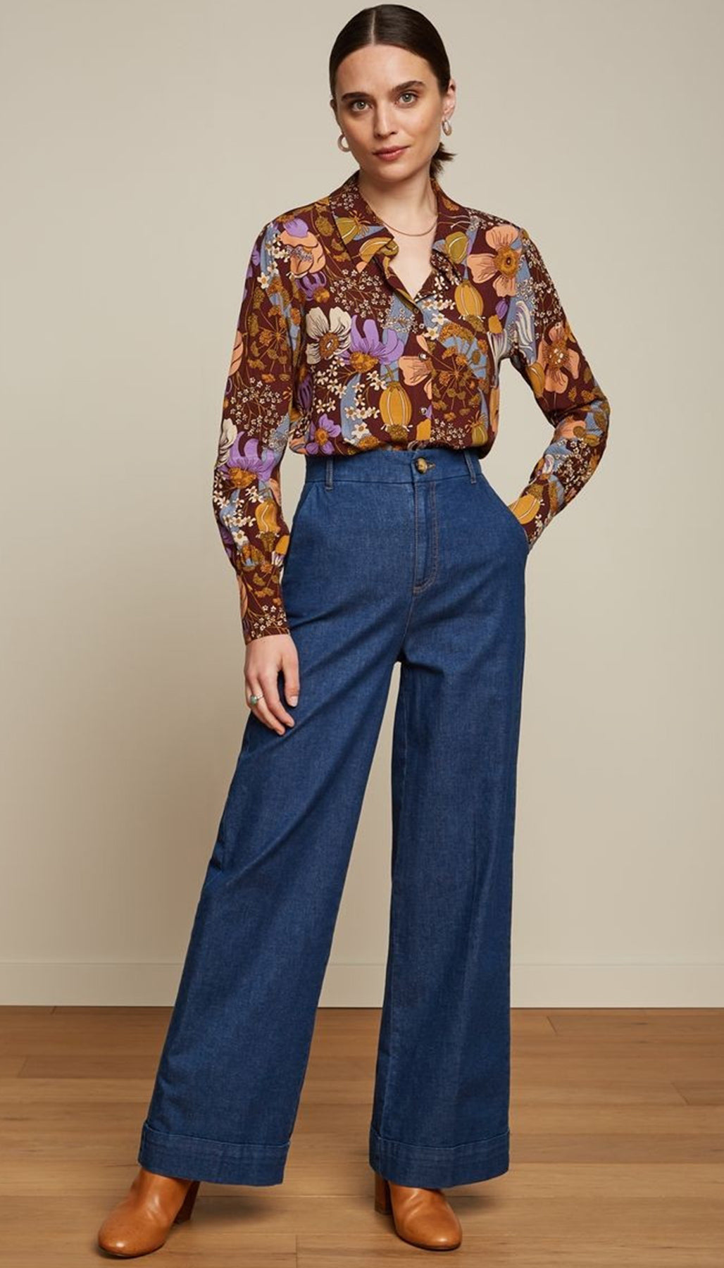 King_Louie_LISA_CHAMBRAY_Vintage_High_Waist_Wide_Leg_PANTS_Hose_-_Jeans_killer_kirsche_2i5bkSJl6WunDX