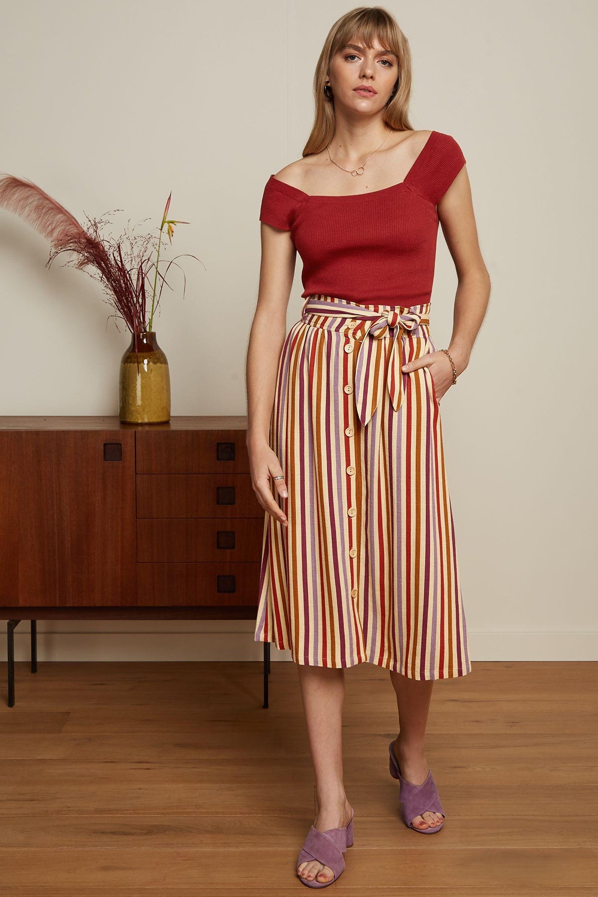 King_Louie_LOLA_CASSAVA_STRIPE_STREIFEN_Retro_High_Waist_A-LINIE_ROCK_Swing_Skirt_killer_kirsche_2