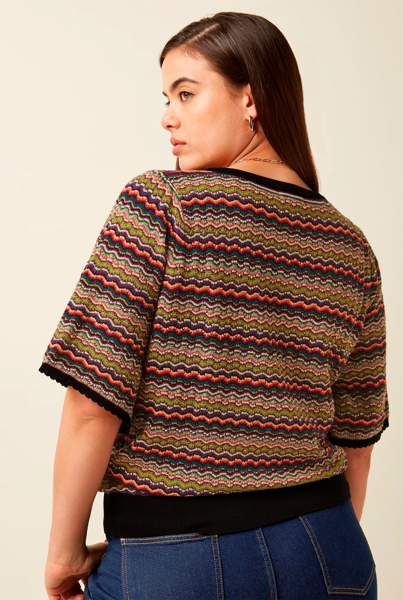 King_Louie_MAREE_MEISEL_Vintage_Zick-Zack_Lochmuster_Lurex_STRICK_SHIRT_Oberteil_-_Schwarz-3