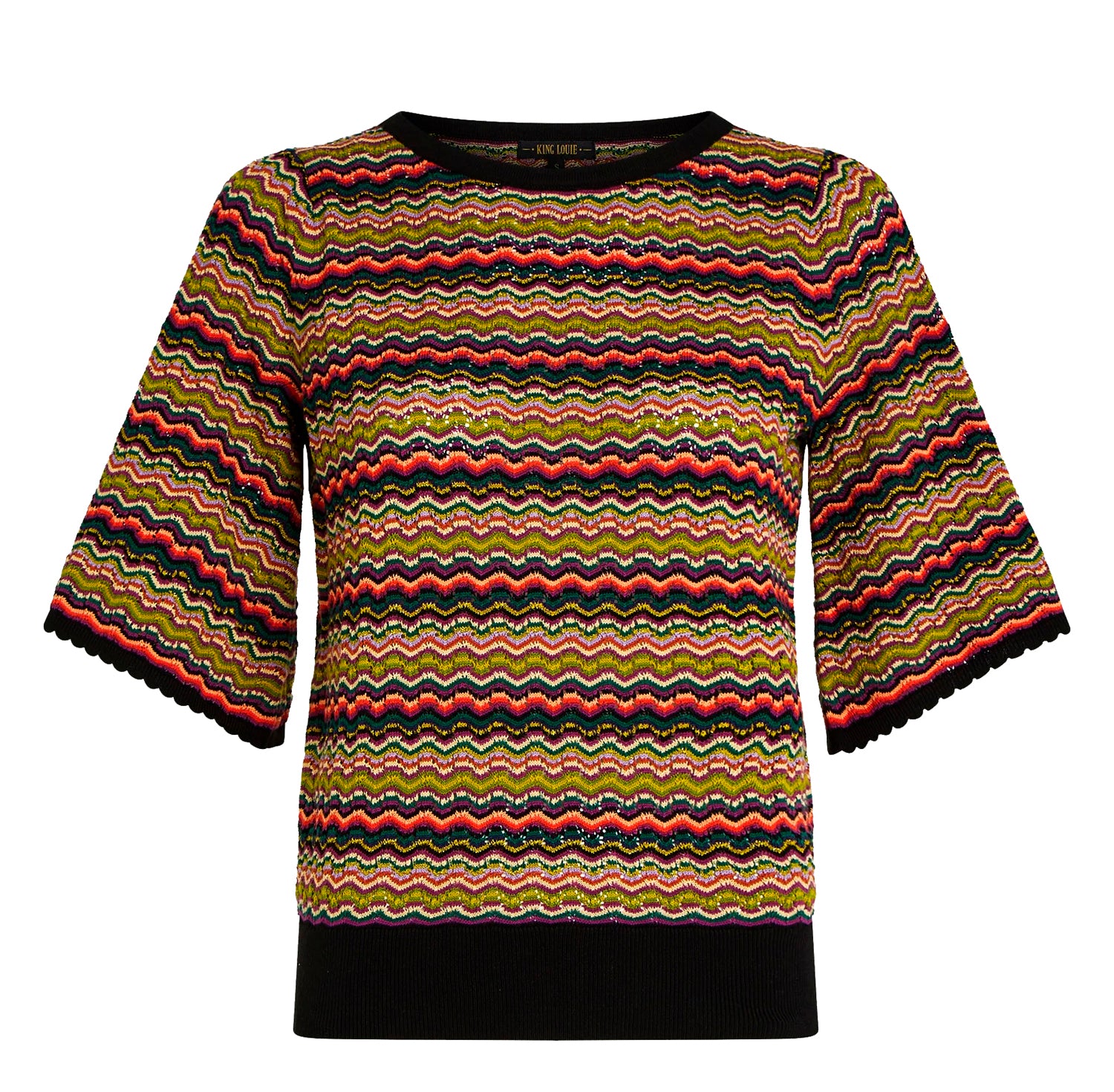 King_Louie_MAREE_MEISEL_Vintage_Zick-Zack_Lochmuster_Lurex_STRICK_SHIRT_Oberteil_-_Schwarz-5