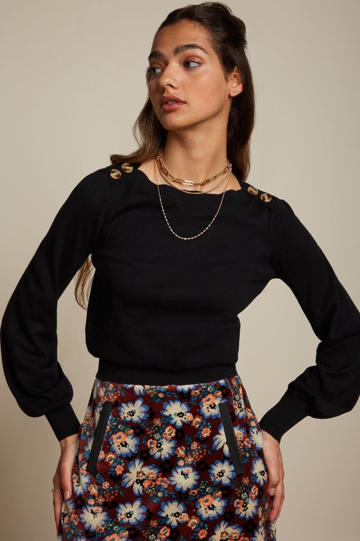 King_Louie_MARIE_BELL_COTTONCLUB_U-Boot_BUTTON_Langarm_PULLOVER_Oberteil_-_Schwarz_killer_kirsche_1nKr8jUxRxLrBH