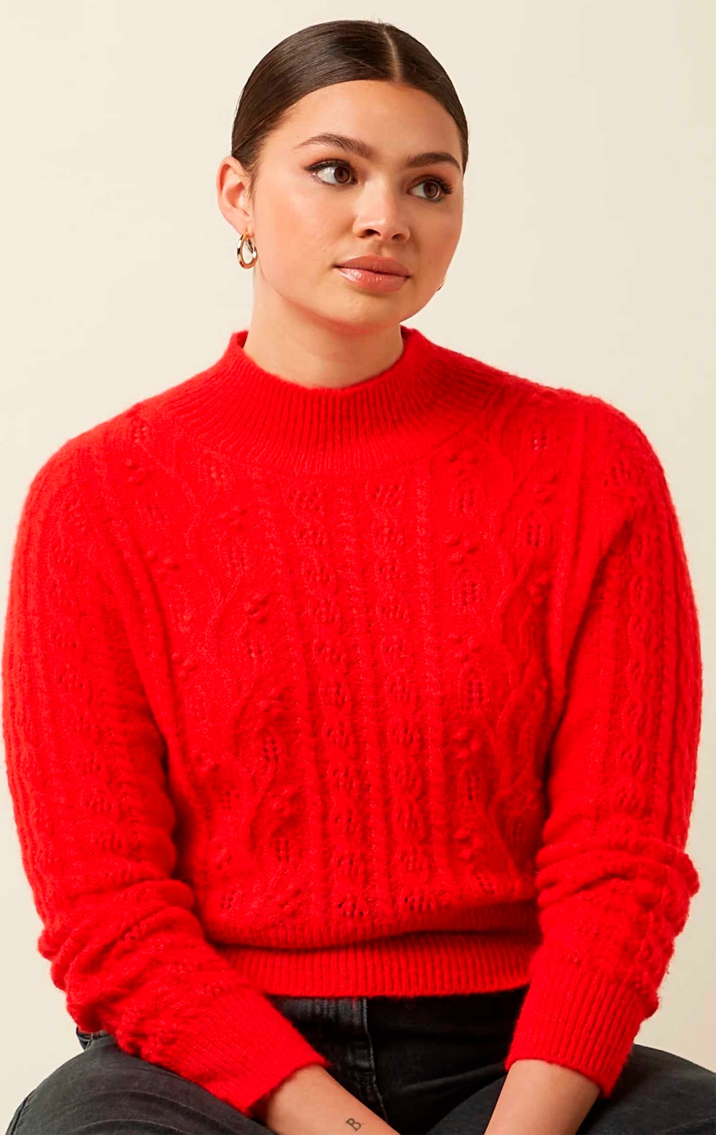 King_Louie_NILDE_LEON_Vintage_Retro_Zopfmuster_Strick_PULLOVER_Oberteil_-_Kirschrot-1