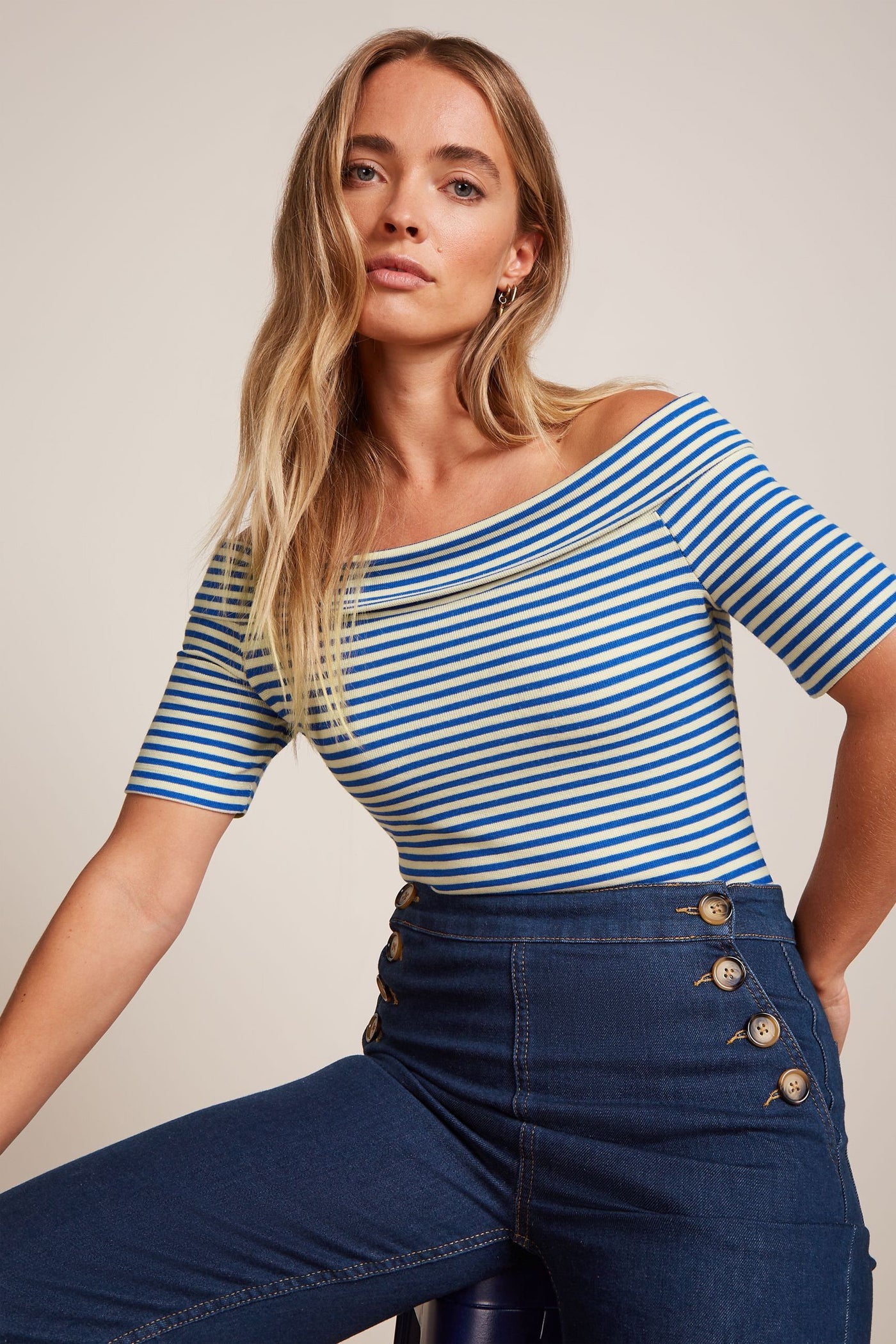 King_Louie_NIVES_STRIPED_Vintage_Sailor_Streifen_Schulterfrei_Oberteil_SHIRT_-_Blau-Creme-1