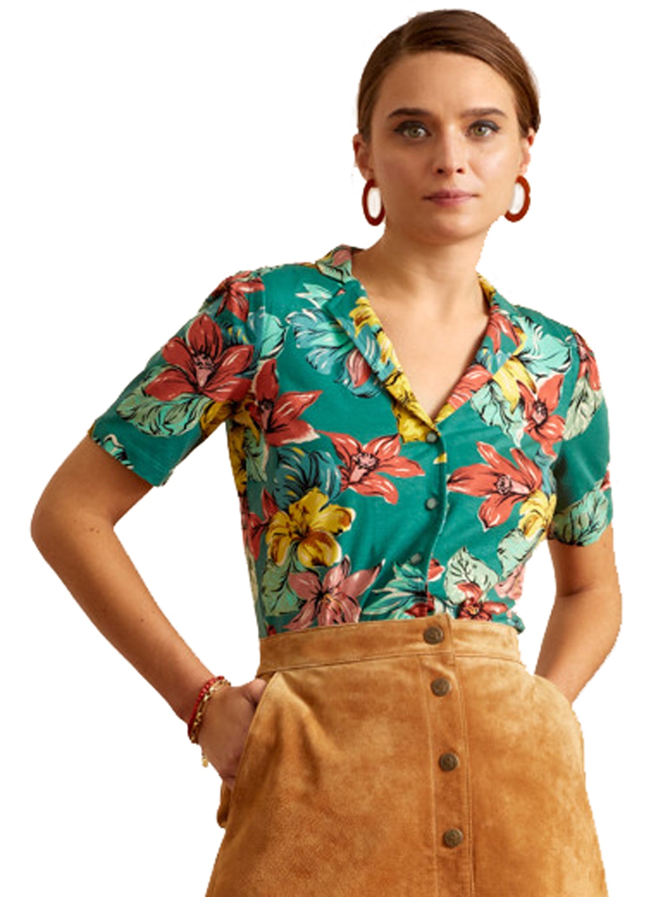 King_Louie_PATTY_Paraiso_Vintage_TROPICAL_Sailor_Blumen_Kurzarm_BLUSE_killer_kirsche_2