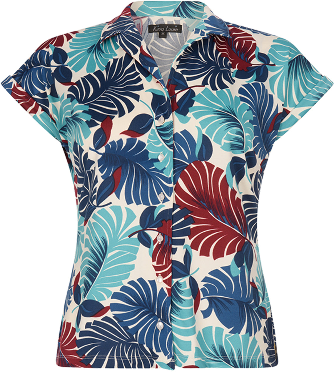 King_Louie_PATTY_Vintage_Palms_TROPICANA_Retro_Kurzarm_BLUSE